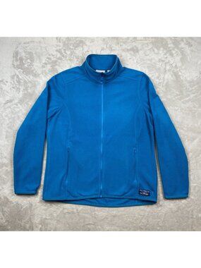 L.L. Bean Womens Medium Petite Full-Zip Fleece Jacket Blue Recycled Polyester